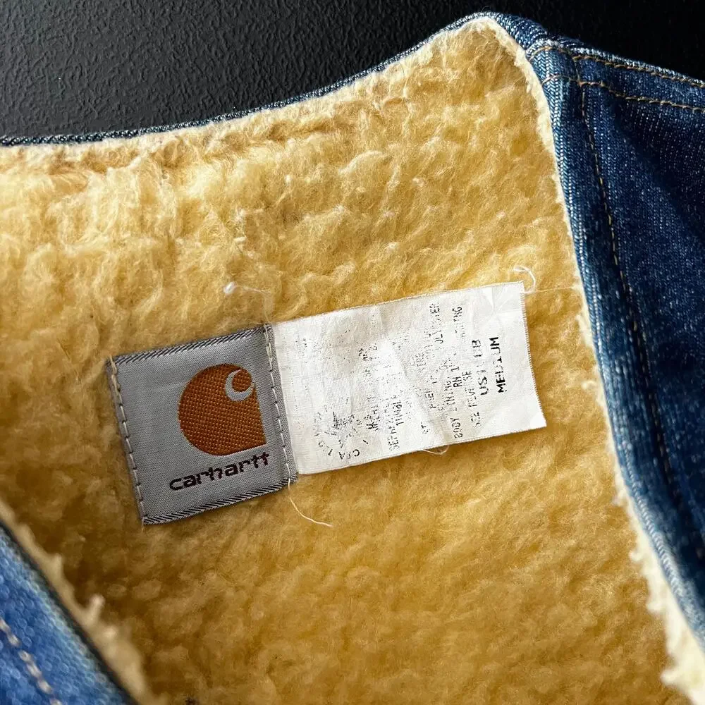 Carhartt blue denim sherpa lined work wear vest